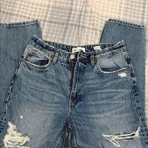 Zara Light Blue Distressed High-Rise Jeans